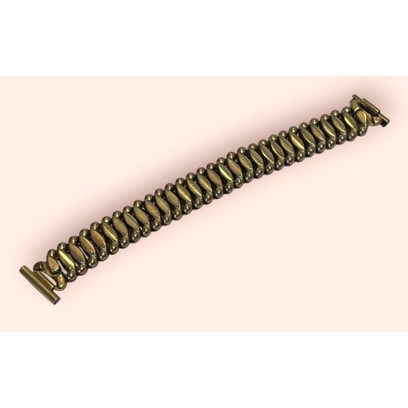 Vintage 10K Yellow Gold Filled Top Cap Men's Expansion Watch Band - Picture 1 of 9